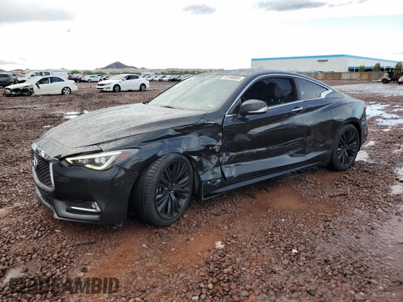 2018 Infiniti Q60 Sport with VIN JN1EV7EK5JM340008, listed as a Copart auction lot 59180555 with 65,856 mi miles and Salvage title. Bid and sale history available at DreamBid. Image 1.