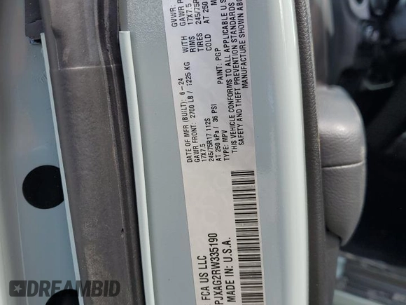 2024 Jeep Wrangler Sport S with VIN 1C4PJXAG2RW335190, listed as a Copart auction lot 51767465 with 2,717 mi miles and Salvage title. Bid and sale history available at DreamBid. Image 13.