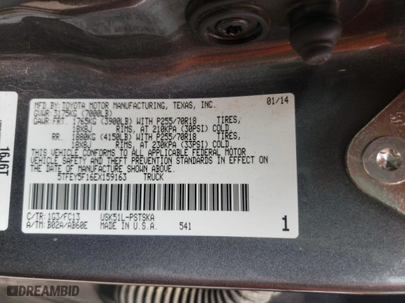2014 Toyota Tundra 2WD Truck SR5 with VIN 5TFEY5F16EX159163, listed as a Copart auction lot 52197044 with NaN miles and Salvage Title. Bid and sale history available at carsss.com. Image 13.