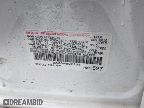 2011 Mitsubishi Outlander SE z VIN JA4AS3AW3BU019148, wystawiony jako IAAI lot #41851004 z przebiegiem 88 989 mil mil oraz . Historia ofert i sprzedaży dostępna na DreamBid. Obrazek 9.
