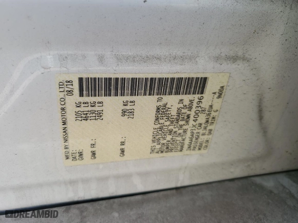 2018 Nissan Maxima S with VIN 1N4AA6AP3JC400396, listed as a Copart auction lot 47595135 with 0 mi miles and Salvage Title. Bid and sale history available at carsss.com. Image 14.