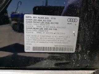 2017 Audi Q3 Prestige with VIN WA1GCCFSXHR005367, listed as a Copart auction lot 52035255 with 0 mi miles and Clean Title. Bid and sale history available at carsss.com. Image 12.