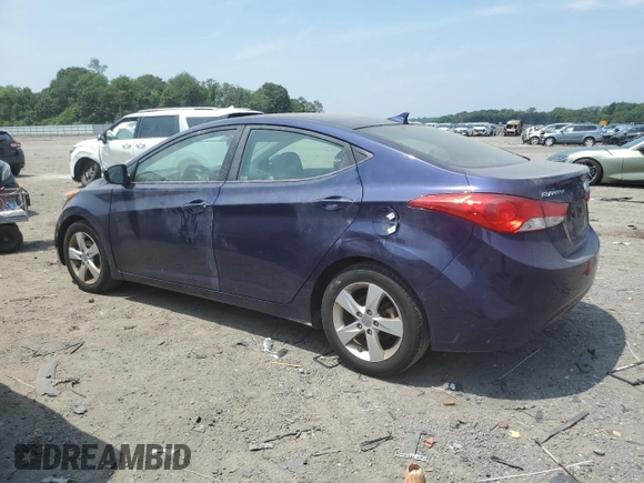 2013 Hyundai Elantra GLS with VIN 5NPDH4AE5DH444849, listed as a Copart auction lot 63580045 with 45,755 mi miles and Salvage title. Bid and sale history available at DreamBid. Image 2.
