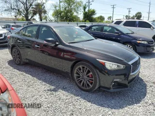 2023 Infiniti Q50 Red Sport 400 with VIN JN1FV7DP8PM570247, listed as a Copart auction lot 51143775 with 8,919 mi miles and Clean Title. Bid and sale history available at DreamBid. Image 4.