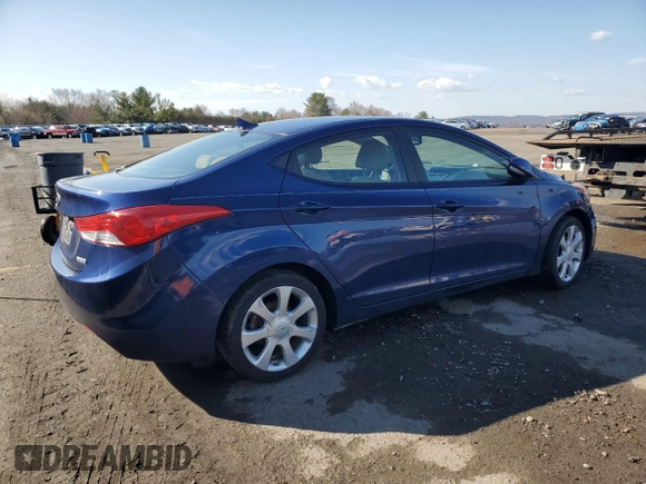 2013 Hyundai Elantra Limited with VIN KMHDH4AEXDU697201, listed as a Copart auction lot 50235345 with 67,411 mi miles and Salvage Title. Bid and sale history available at carsss.com. Image 3.