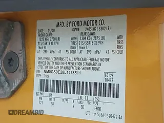 2020 Ford Transit Connect XL z VIN NM0GS9E28L1478511, wystawiony jako IAAI lot #42602330 z przebiegiem 161 890 mil mil oraz . Historia ofert i sprzedaży dostępna na DreamBid. Obrazek 9.