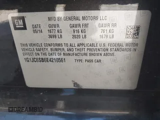 2014 Chevrolet Sonic LT with VIN 1G1JC6SB6E4210561, listed as a IAAI auction lot 42073197 with 100,945 mi miles. Bid and sale history available at carsss.com. Image 9.