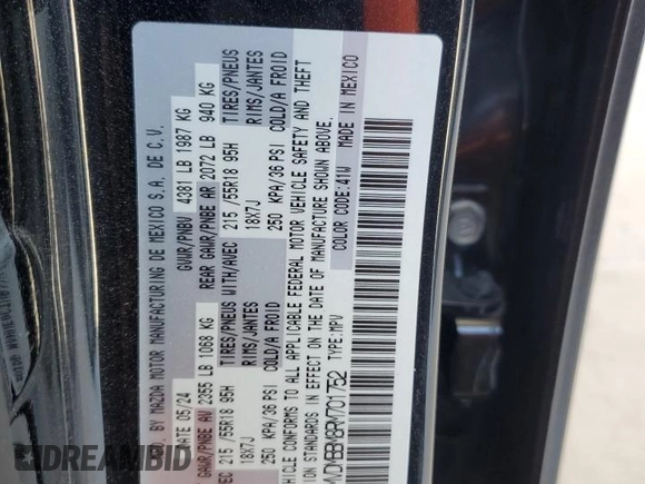 2024 Mazda CX-30 S Select Sport with VIN 3MVDMBBM8RM701752, listed as a Copart auction lot 54662705 with 16,720 mi miles and Salvage title. Bid and sale history available at DreamBid. Image 13.