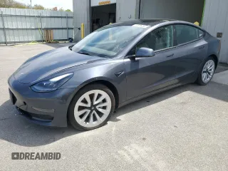 2022 Tesla Model 3 Long Range with VIN 5YJ3E1EB4NF289326, listed as a Copart auction lot 55457975 with 52,249 mi miles and Clean Title. Bid and sale history available at DreamBid. Image 1.