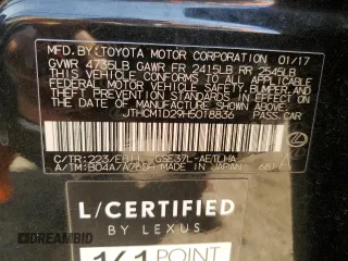 2017 Lexus IS 300 with VIN JTHCM1D29H5018836, listed as a Copart auction lot 49349415 with 76,456 mi miles and Salvage title. Bid and sale history available at DreamBid. Image 12.