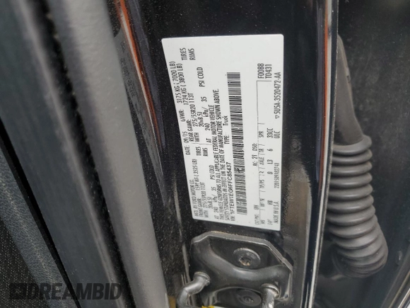 2015 Ford F-150 XLT with VIN 1FTEW1EG6FFC85437, listed as a Copart auction lot 55985855 with 168,363 mi miles and Salvage title. Bid and sale history available at DreamBid. Image 12.