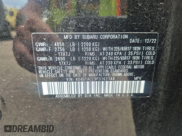 2023 Subaru Outback Premium z VIN 4S4BTACC9P3162144, wystawiony jako IAAI lot #42898814 z przebiegiem 28 798 mil mil oraz . Historia ofert i sprzedaży dostępna na DreamBid. Obrazek 15.