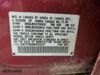 2006 Honda Pilot LX with VIN 2HKYF18156H525247, listed as a Copart auction lot 54573465 with 343,533 mi miles and Clean Title. Bid and sale history available at carsss.com. Image 13.