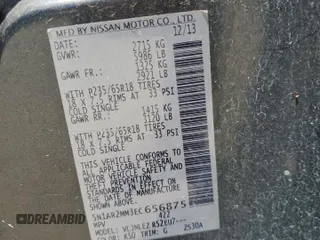 2014 Nissan Pathfinder S z VIN 5N1AR2MM3EC656875, wystawiony jako Copart lot #57664735 z przebiegiem 219 113 mil mil oraz Szkoda całkowita • Salvage title. Historia ofert i sprzedaży dostępna na DreamBid. Obrazek 13.