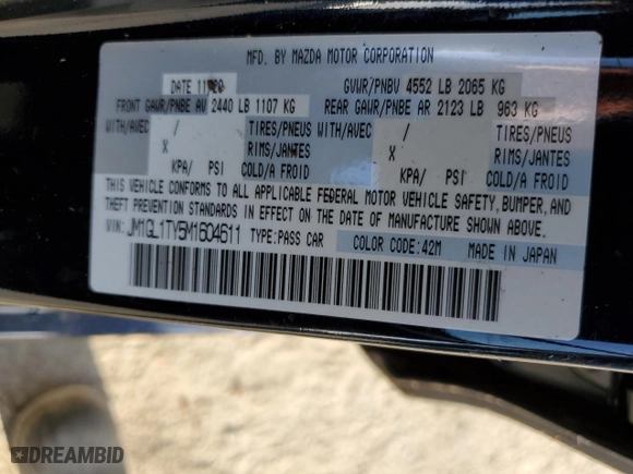 2021 Mazda Mazda6 Grand Touring with VIN JM1GL1TY5M1604611, listed as a Copart auction lot 88525615 with 27,442 mi miles and Salvage Title. Bid and sale history available at carsss.com. Image 14.
