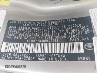 2017 Toyota Camry XLE z VIN 4T1BF1FK9HU622263, wystawiony jako IAAI lot #41542248 z przebiegiem Nie podano mil oraz . Historia ofert i sprzedaży dostępna na DreamBid. Obrazek 9.