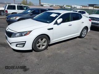 2015 Kia Optima LX with VIN KNAGM4A75F5659092, listed as a IAAI auction lot 42048013 with 191,446 mi miles. Bid and sale history available at carsss.com. Image 2.