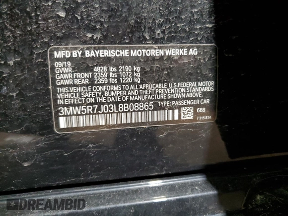2020 BMW 3 Series 330i xDrive with VIN 3MW5R7J03L8B08865, listed as a Copart auction lot 47224565 with 112,981 mi miles and Salvage Title. Bid and sale history available at carsss.com. Image 12.