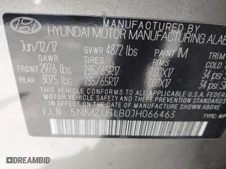 2018 Hyundai Santa Fe Sport 2.4L with VIN 5NMZU3LB0JH066463, listed as a IAAI auction lot 41621070 with 83,398 mi miles. Bid and sale history available at carsss.com. Image 9.