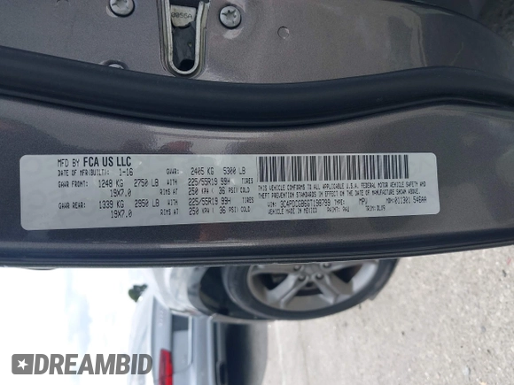 2016 Dodge Journey Crossroad z VIN 3C4PDCGB6GT198799, wystawiony jako IAAI lot #42429675 z przebiegiem 120 132 mil mil oraz . Historia ofert i sprzedaży dostępna na DreamBid. Obrazek 9.