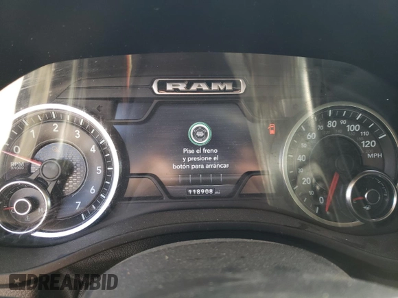 2019 Ram 1500 Laramie with VIN 1C6SRFDT5KN713298, listed as a Copart auction lot 51713624 with 118,908 mi miles and Salvage Title. Bid and sale history available at carsss.com. Image 9.