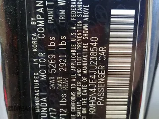 2018 Genesis G80 3.8L with VIN KMHGN4JE4JU238540, listed as a Copart auction lot 59391074 with 63,341 mi miles and Salvage Title. Bid and sale history available at carsss.com. Image 12.