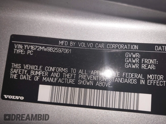 2011 Volvo V50 с VIN YV1672MW8B2597061, выставлен на аукционе IAAI как лот 42083823 с пробегом 164 818 миль миль и . История ставок и продаж доступна на DreamBid. Изображение 9.