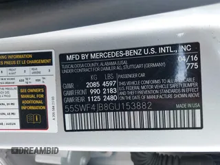 2016 Mercedes-Benz C with VIN 55SWF4JB8GU153882, listed as a IAAI auction lot 41813135 with 78,428 mi miles. Bid and sale history available at carsss.com. Image 9.