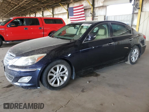 2013 Hyundai Genesis 3.8L with VIN KMHGC4DD1DU227184, listed as a Copart auction lot 55121395 with 159,597 mi miles and Clean Title. Bid and sale history available at carsss.com. Image 1.