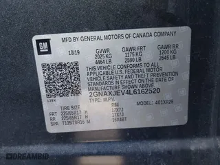 2020 Chevrolet Equinox LT with VIN 2GNAXJEV4L6162520, listed as a IAAI auction lot 40941503 with 103,841 mi miles. Bid and sale history available at carsss.com. Image 9.
