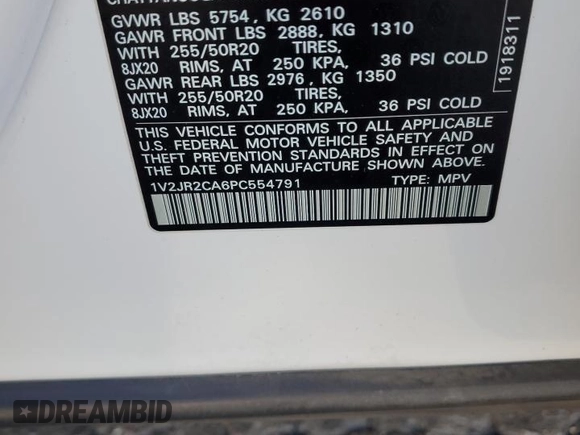 2023 Volkswagen Atlas SE with VIN 1V2JR2CA6PC554791, listed as a Copart auction lot 88575555 with 25,605 mi miles and Salvage title. Bid and sale history available at DreamBid. Image 16.