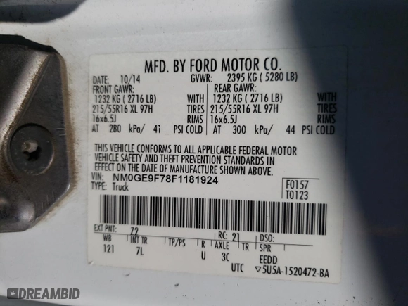 2015 Ford Transit Connect Wagon XLT with VIN NM0GE9F78F1181924, listed as a Copart auction lot 48742645 with 267,047 mi miles and Salvage Title. Bid and sale history available at carsss.com. Image 14.