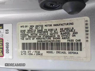 2010 Toyota Corolla with VIN 1NXBU4EE0AZ351330, listed as a IAAI auction lot 42622350 with 129,361 mi miles and . Bid and sale history available at DreamBid. Image 9.
