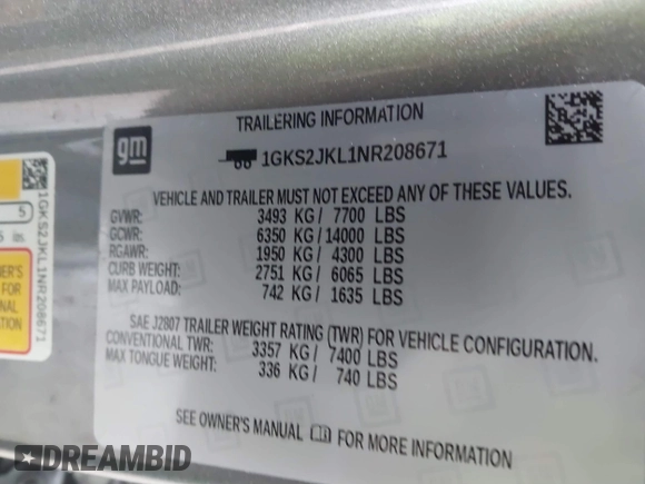 2022 GMC Yukon XL Denali with VIN 1GKS2JKL1NR208671, listed as a IAAI auction lot 39140703 with 28,235 mi miles and . Bid and sale history available at carsss.com. Image 9.