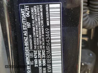 2021 Mercedes-Benz C 300 with VIN W1KWF8EB3MR643449, listed as a Copart auction lot 53101365 with 38,631 mi miles and Salvage title. Bid and sale history available at DreamBid. Image 13.
