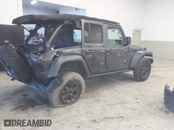 2021 Jeep Wrangler Unlimited Sport S with VIN 1C4HJXDN8MW744768, listed as a IAAI auction lot 41894327 with 47,826 mi miles and . Bid and sale history available at DreamBid. Image 4.