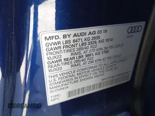 2019 Audi Q8 Prestige z VIN WA1FVBF13KD033878, wystawiony jako IAAI lot #41461807 z przebiegiem 53 697 mil mil oraz . Historia ofert i sprzedaży dostępna na DreamBid. Obrazek 9.