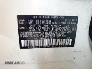 2020 Subaru Ascent Limited z VIN 4S4WMAPD0L3417078, wystawiony jako Copart lot #63427745 z przebiegiem 20 308 mil mil oraz Szkoda całkowita • Salvage title. Historia ofert i sprzedaży dostępna na DreamBid. Obrazek 14.
