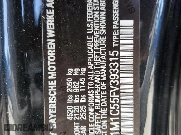 2015 BMW 2 Series M235i with VIN WBA1M1C55FV393315, listed as a Copart auction lot 58587055 with 80,998 mi miles and Salvage title. Bid and sale history available at DreamBid. Image 12.