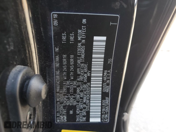 2019 Toyota Highlander SE with VIN 5TDJZRFH2KS920756, listed as a Copart auction lot 53999315 with 78,305 mi miles and Salvage title. Bid and sale history available at DreamBid. Image 13.