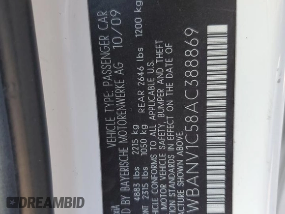 2010 BMW 5 Series 528i xDrive with VIN WBANV1C58AC388869, listed as a Copart auction lot 45670775 with 220,938 mi miles and Salvage Title. Bid and sale history available at carsss.com. Image 12.