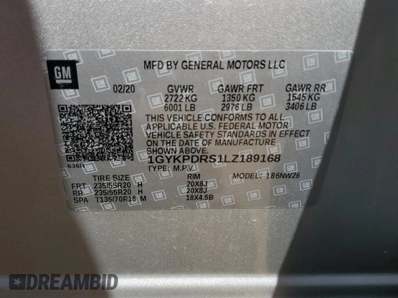 2020 Cadillac XT6 AWD Premium Luxury with VIN 1GYKPDRS1LZ189168, listed as a Copart auction lot 67088104 with 40,390 mi miles and Salvage Title. Bid and sale history available at carsss.com. Image 13.