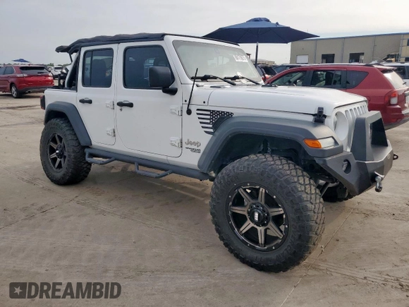 2018 Jeep Wrangler Unlimited Sport with VIN 1C4HJXDG5JW116017, listed as a Copart auction lot 60175975 with 56,055 mi miles and Salvage title. Bid and sale history available at DreamBid. Image 4.