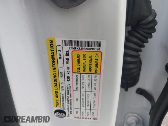2019 Ford Edge SEL with VIN 2FMPK3J96KBB90620, listed as a IAAI auction lot 42119411 with 78,742 mi miles and . Bid and sale history available at DreamBid. Image 9.