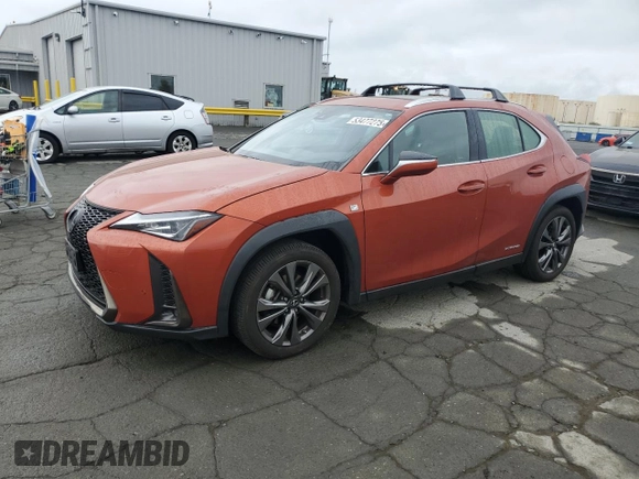 2020 Lexus UX 250h F Sport with VIN JTHR9JBH1L2026913, listed as a Copart auction lot 53477275 with 56,518 mi miles and Salvage title. Bid and sale history available at DreamBid. Image 1.