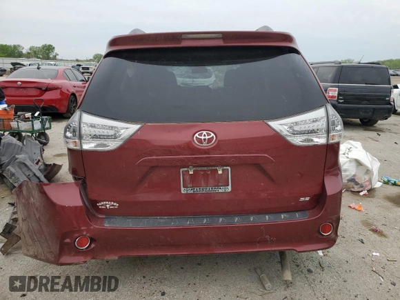 2017 Toyota Sienna SE with VIN 5TDXZ3DC5HS858275, listed as a Copart auction lot 53954505 with 38,870 mi miles and Salvage title. Bid and sale history available at DreamBid. Image 6.