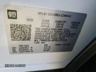 2023 Chevrolet TrailBlazer ACTIV with VIN KL79MSSL4PB137615, listed as a Copart auction lot 85645194 with 46,708 mi miles and Salvage Title. Bid and sale history available at DreamBid. Image 13.