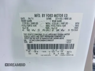 2011 Ford Escape Hybrid с VIN 1FMCU5K39BKC06037, выставлен на аукционе IAAI как лот 42610310 с пробегом 198 549 миль миль и . История ставок и продаж доступна на DreamBid. Изображение 9.