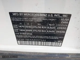 2010 Mercedes-Benz GL-Class GL 450 with VIN 4JGBF7BEXAA557644, listed as a IAAI auction lot 41862216 with 141,849 mi miles. Bid and sale history available at carsss.com. Image 9.