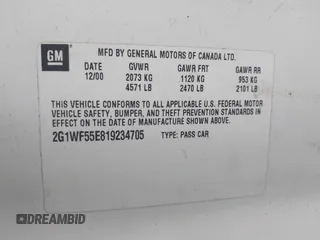 2001 Chevrolet Impala with VIN 2G1WF55E819234705, listed as a IAAI auction lot 42196055 with 188,546 mi miles and . Bid and sale history available at DreamBid. Image 9.